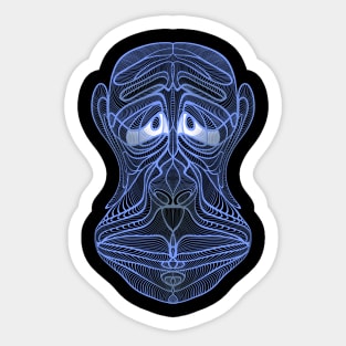 Sad Blue Monkey Sticker